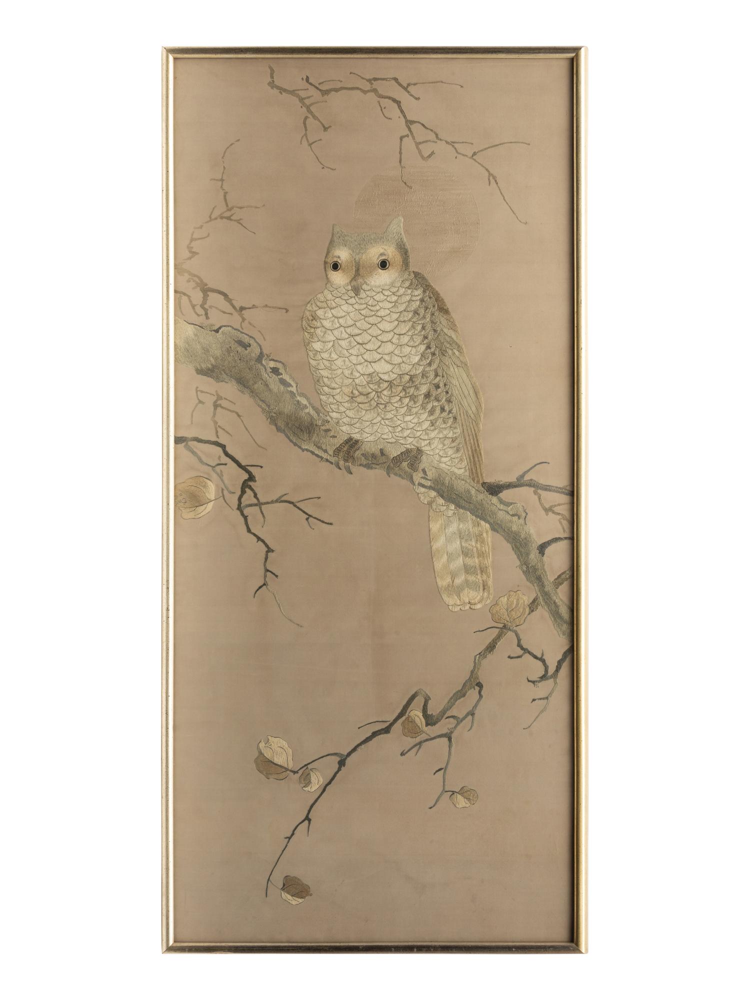 Five Chinese and Japanese Embroidered Silk Panels