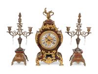 An Assembled Napoleon III Style Gilt Bronze Mounted Boulle Marquetry Clock Garniture