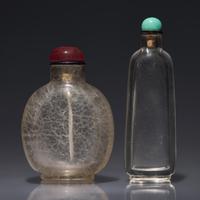 Two Chinese Rock Crystal Snuff Bottles, Qianlong Period to Circa 1860 — 水晶素面鼻煙壺兩支