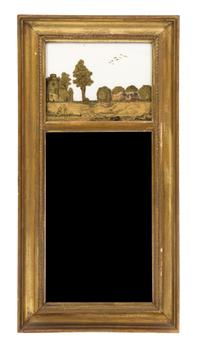 An American Giltwood and Eglomise Tablet Mirror Height 35 x width 17 1/4 inches. — 19TH CENTURY