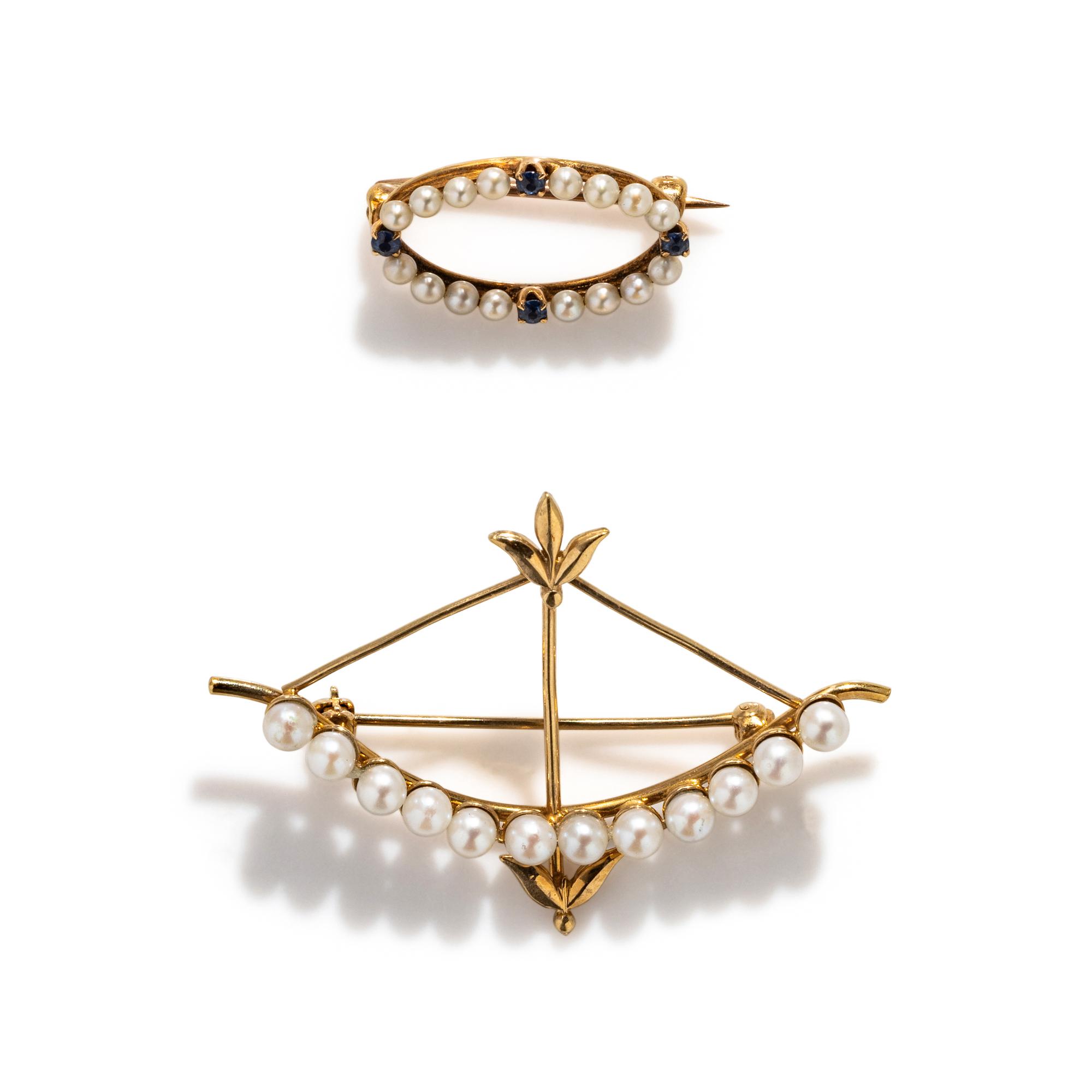 COLLECTION OF YELLOW GOLD AND CULTURED PEARL JEWELRY