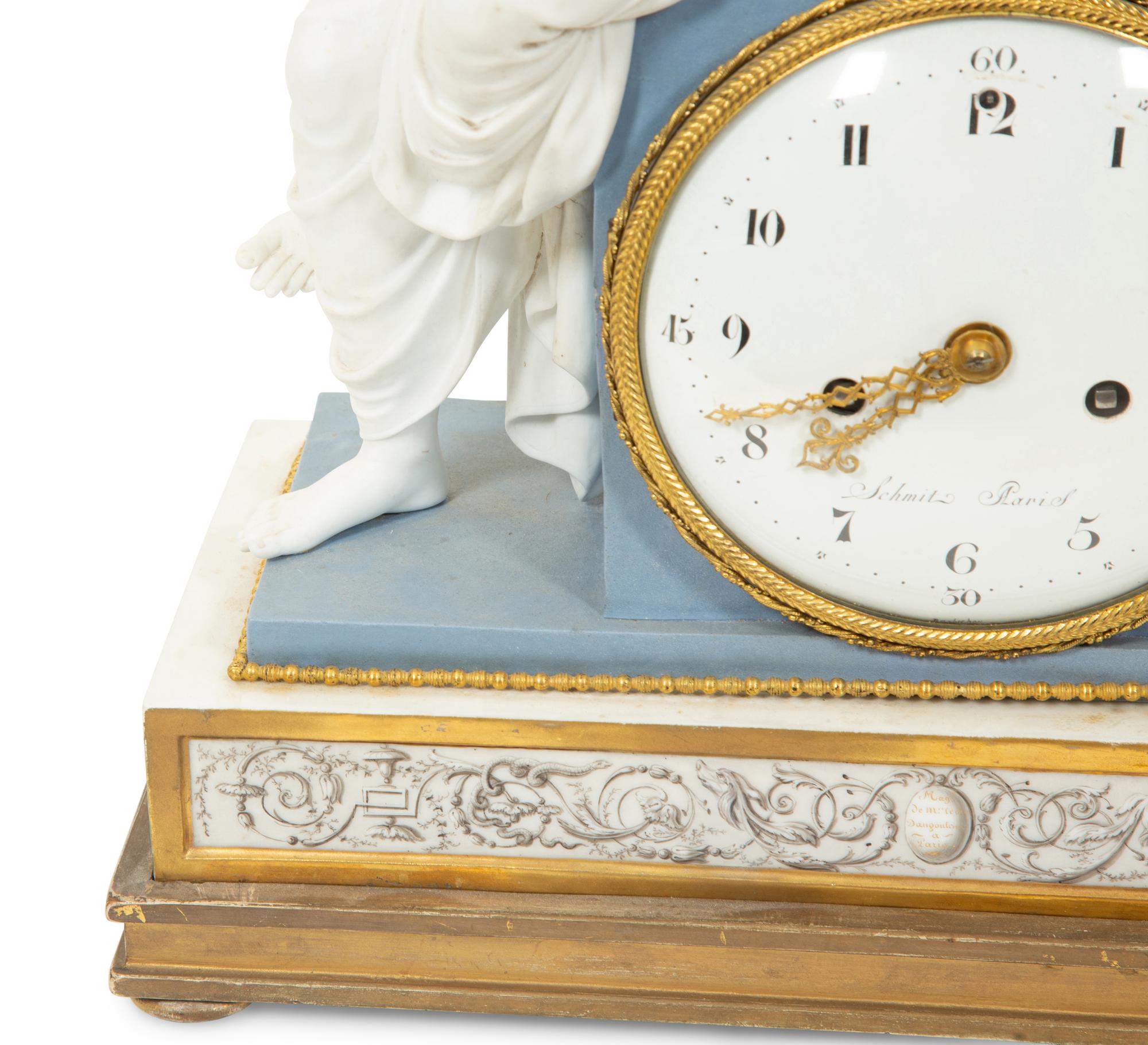 A Louis XVI Duc d'Angoulême Paris Porcelain Mantel Clock