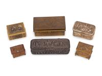 Six Continental Cast Metal Table Caskets
