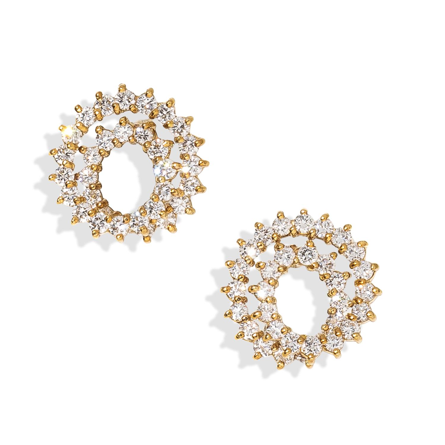 YELLOW GOLD AND DIAMOND SWIRL EARRING