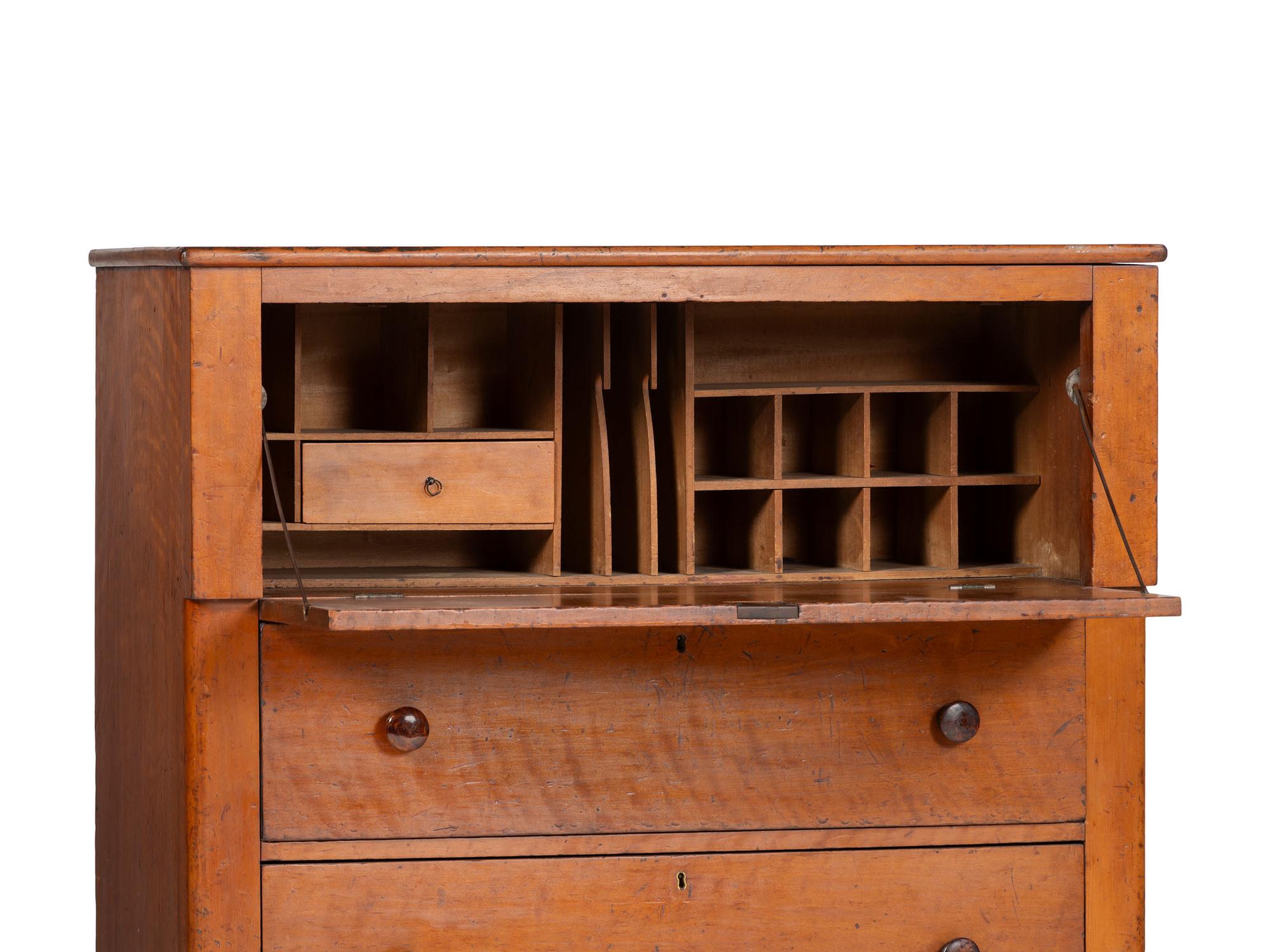 A Country Cherrywood Secretary Chest
