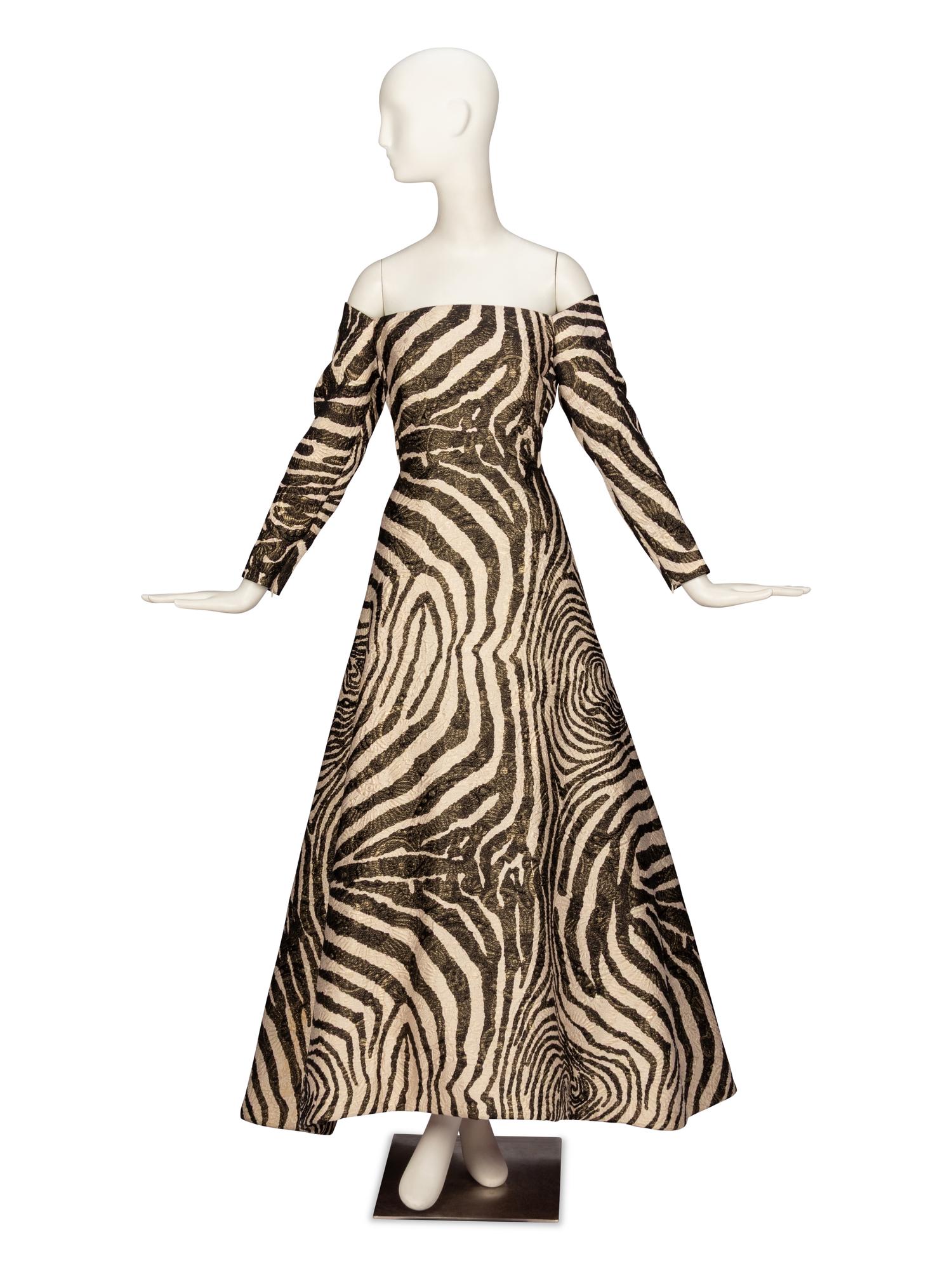 Scaasi, Zebra-Print Evening Gown