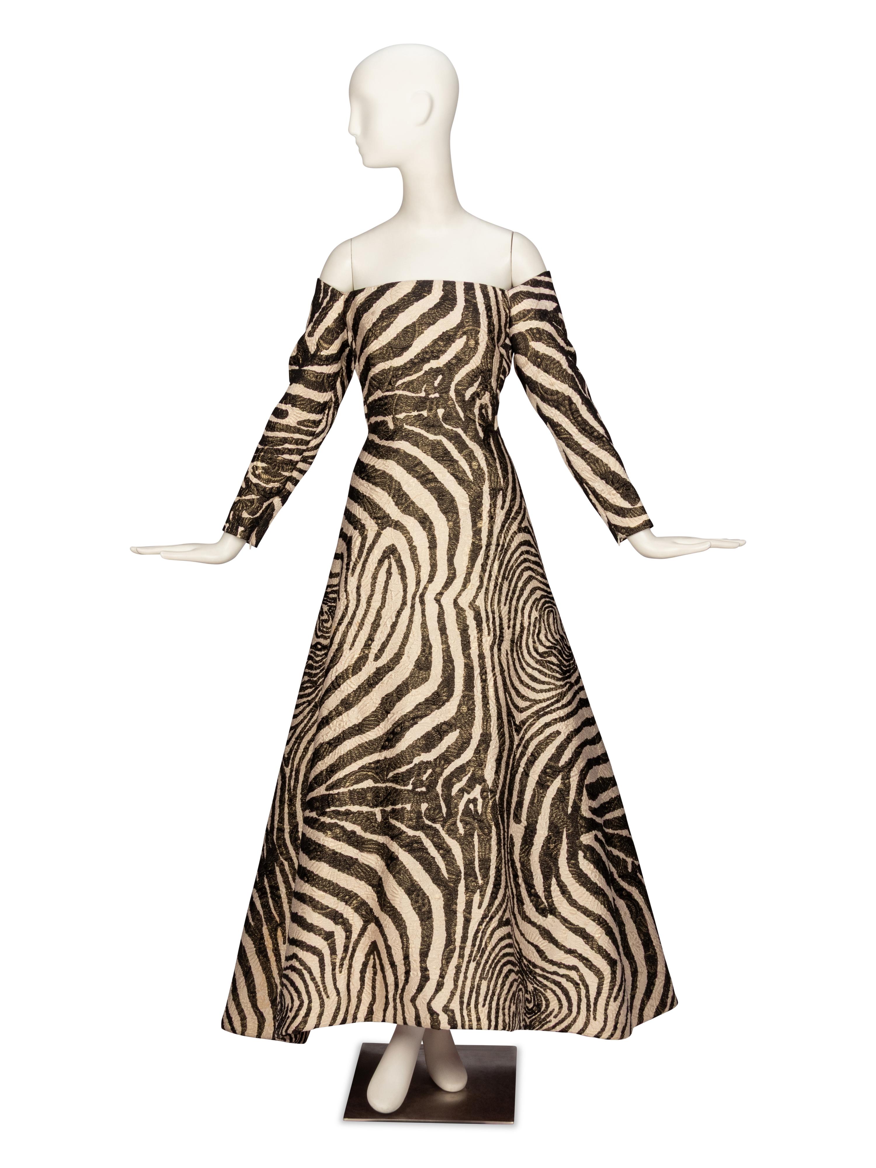Scaasi, Zebra-Print Evening Gown