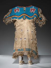 Sioux Girl's Beaded Hide Dress, Leggings, and Moccasins