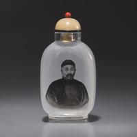 A Chinese Interior Painted Glass "Yuan Shikai" Snuff Bottle, Liu Shouben, 2002 — 2002年 劉守本作玻璃內畫袁世凱像鼻煙壺