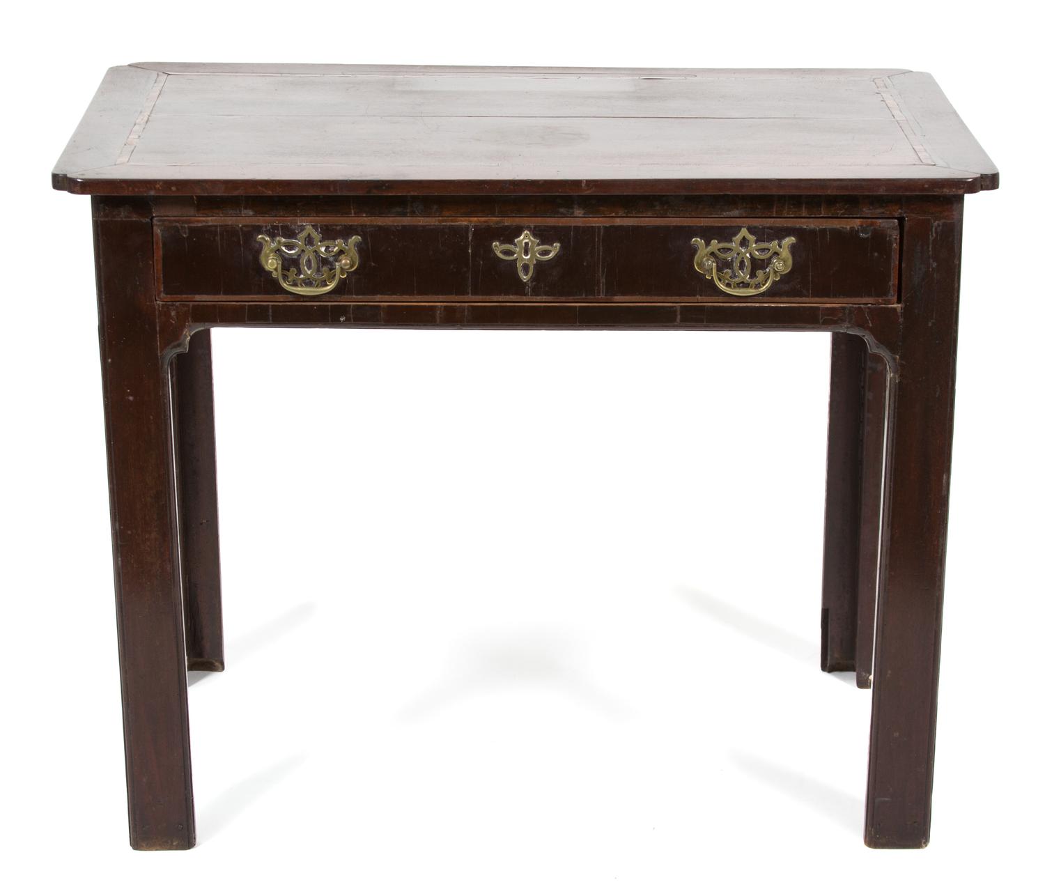A William & Mary Style Inlaid Mahogany Table Height 34 x width 23 x depth 33 inches. — 18TH CENTURY