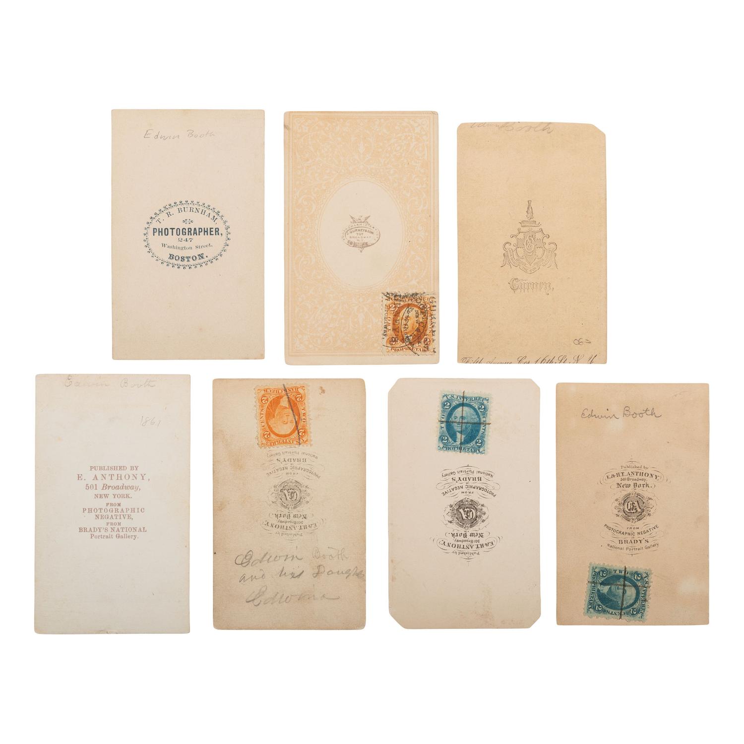 [Lincoln, Abraham] Group of Seven Carte de Visites of Edwin Booth