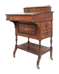 An Edwardian Rosewood and Marquetry Davenport Desk