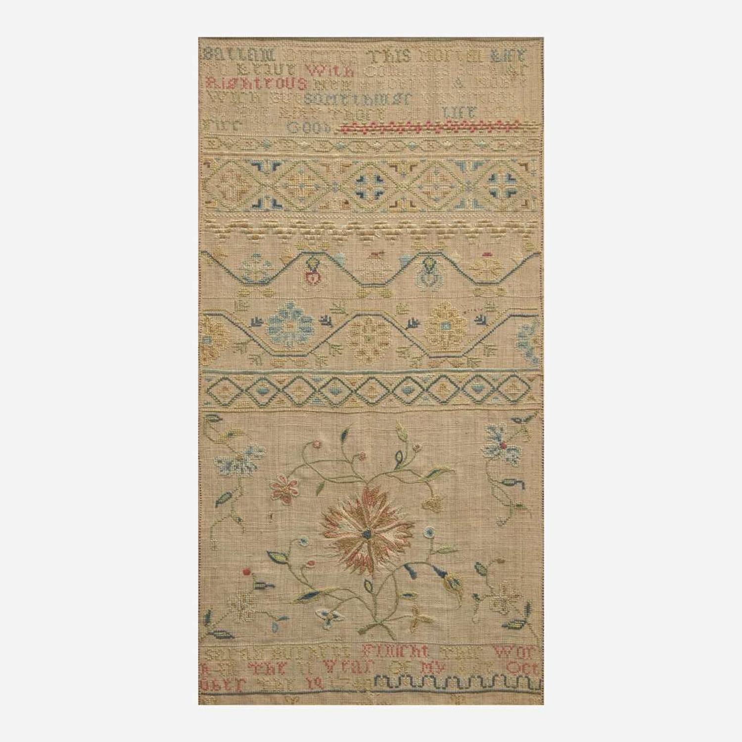Two English or American needlework samplers 18th / early 19th century