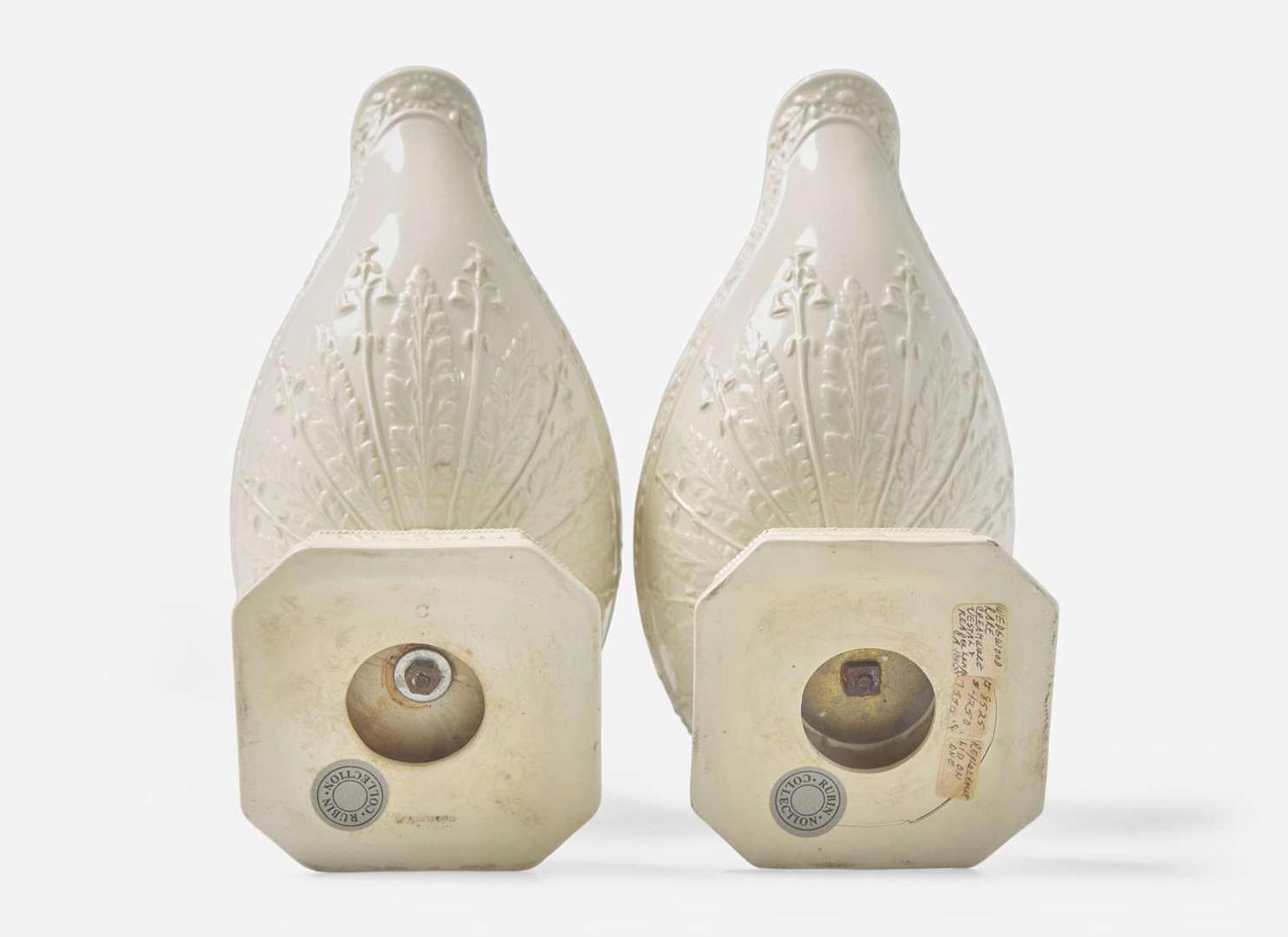 A Pair of Wedgwood Gilded Queensware Vestal Lamps, UK, 19th century