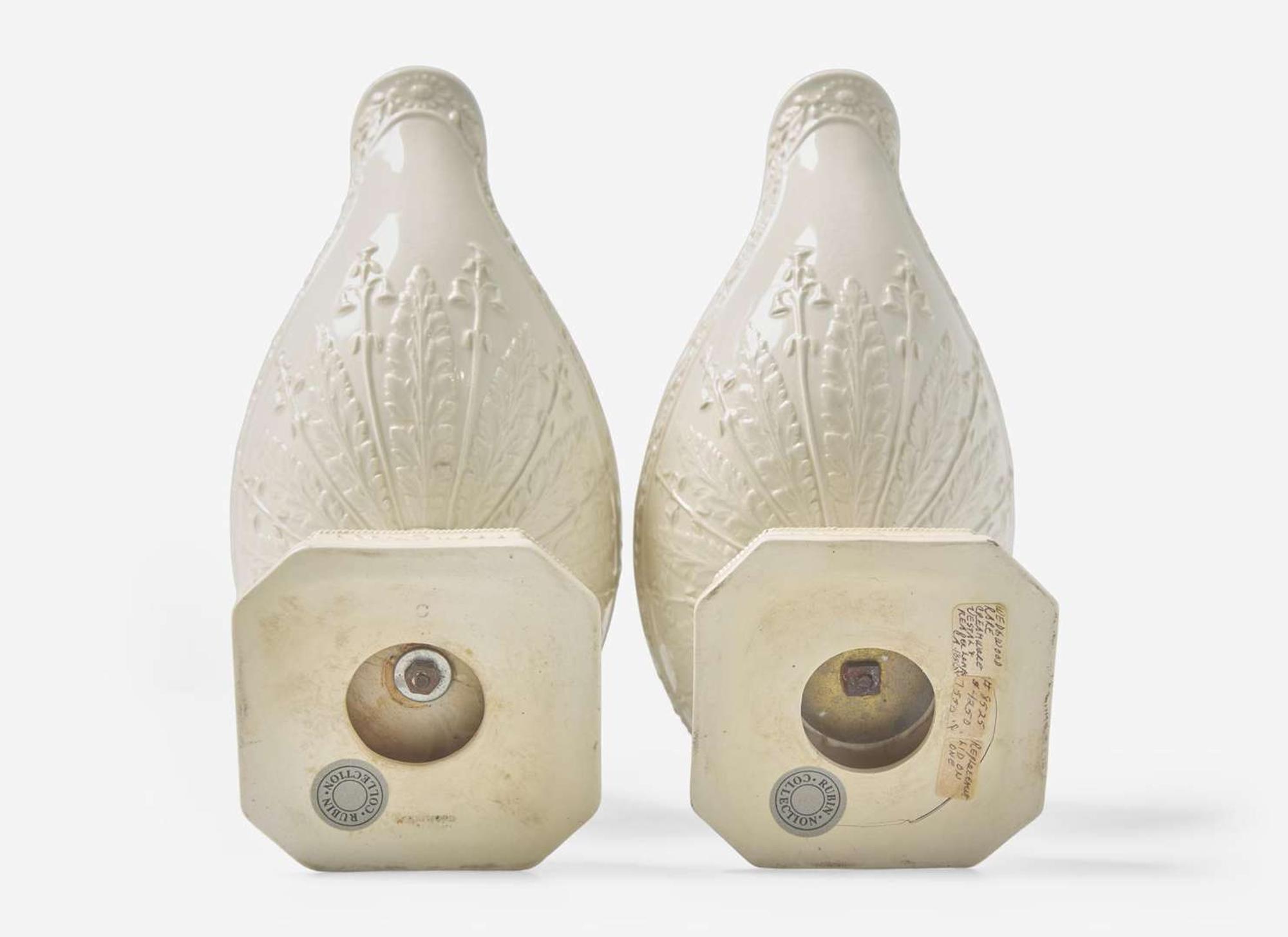 A Pair of Wedgwood Gilded Queensware Vestal Lamps, UK, 19th century