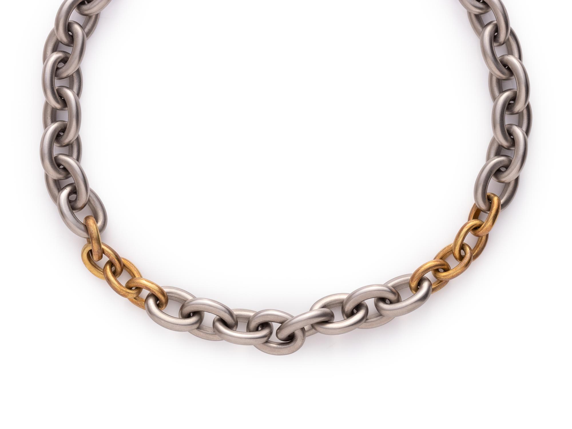 KIESELSTEIN-CORD, SILVER AND YELLOW GOLD NECKLACE