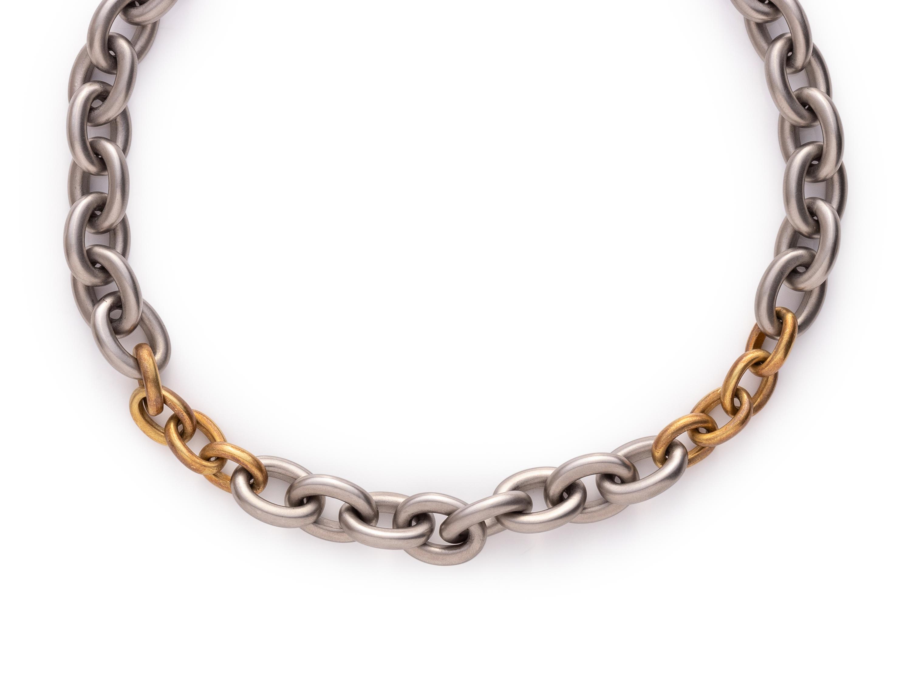 KIESELSTEIN-CORD, SILVER AND YELLOW GOLD NECKLACE