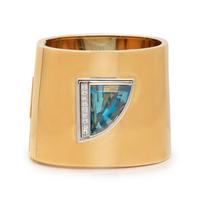 TIFFANY & CO., PALOMA PICASSO, BICOLOR GOLD, AQUAMARINE AND DIAMOND BANGLE BRACELET