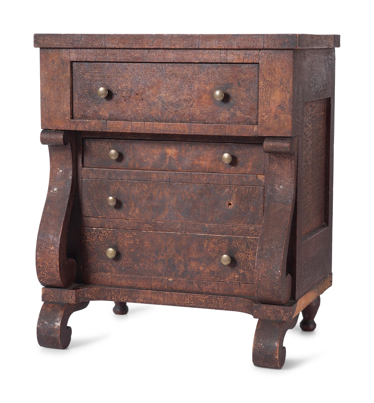 A Classical Veneered Walnut Diminutive Chest of Drawers