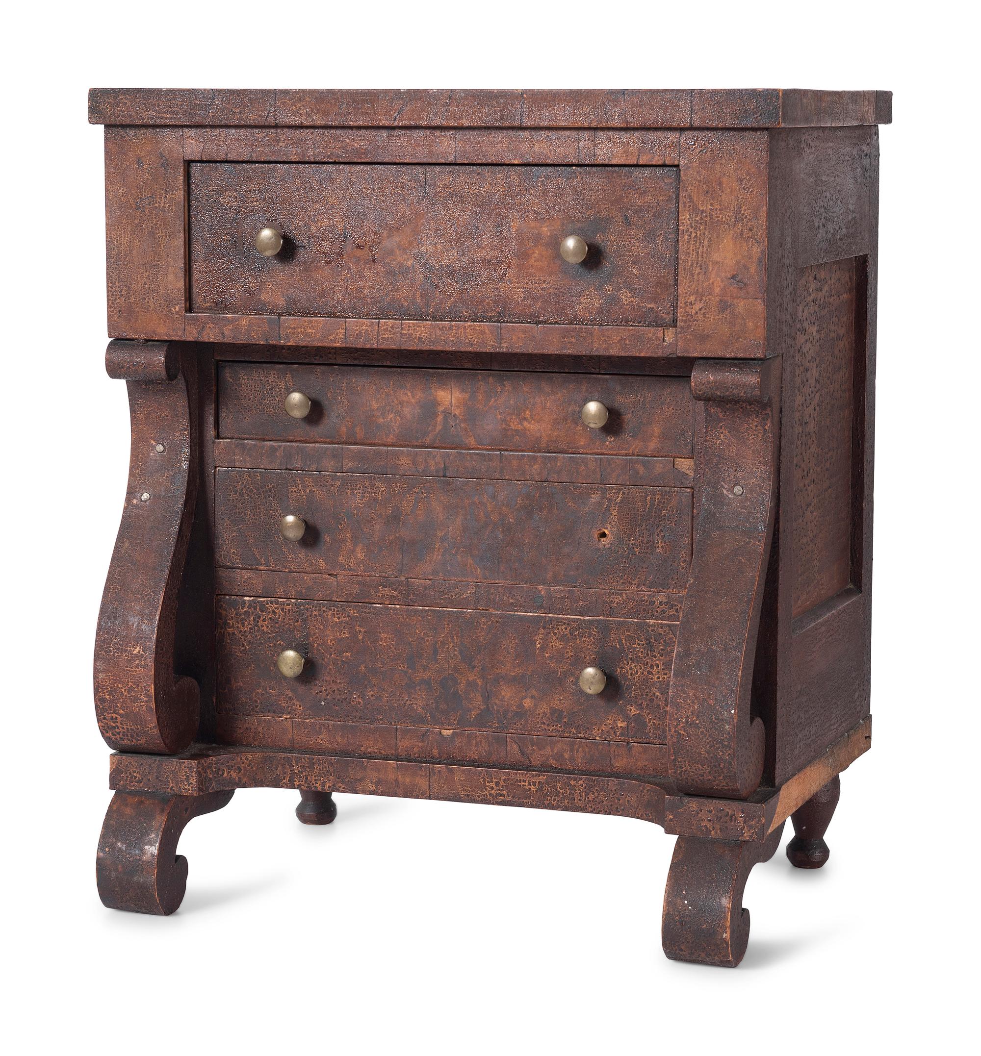 A Classical Veneered Walnut Diminutive Chest of Drawers