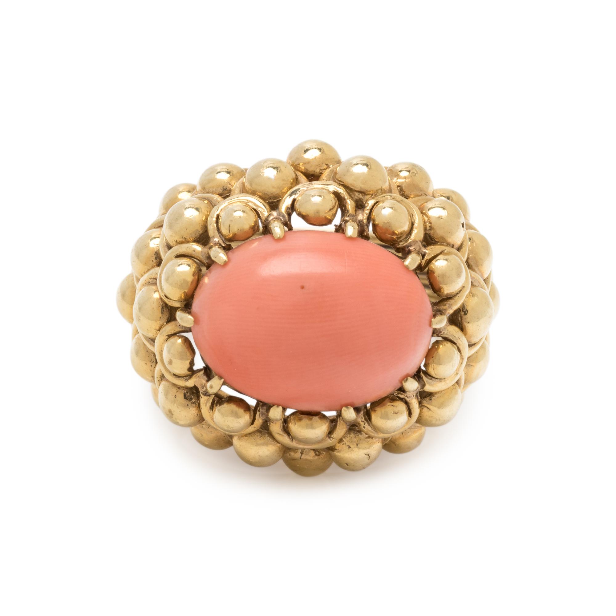 YELLOW GOLD AND CORAL RING