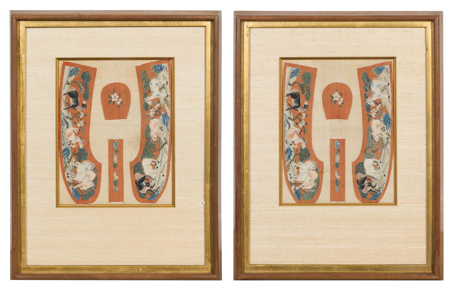 A Pair of Framed Chinese Uncut Woman's Kesi Silk Shoes LATE 19TH CENTURY 9 1/2 x 7 1/4 inches. — LATE 19TH CENTURY