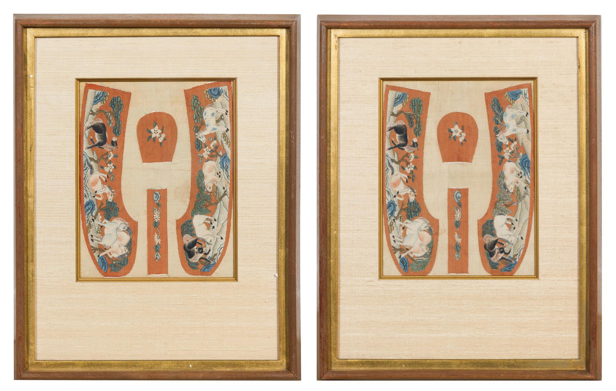 A Pair of Framed Chinese Uncut Woman's Kesi Silk Shoes LATE 19TH CENTURY 9 1/2 x 7 1/4 inches. — LATE 19TH CENTURY