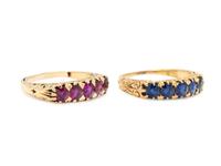 ANTIQUE, COLLECTION OF YELLOW GOLD, RUBY, AND SAPPHIRE RINGS