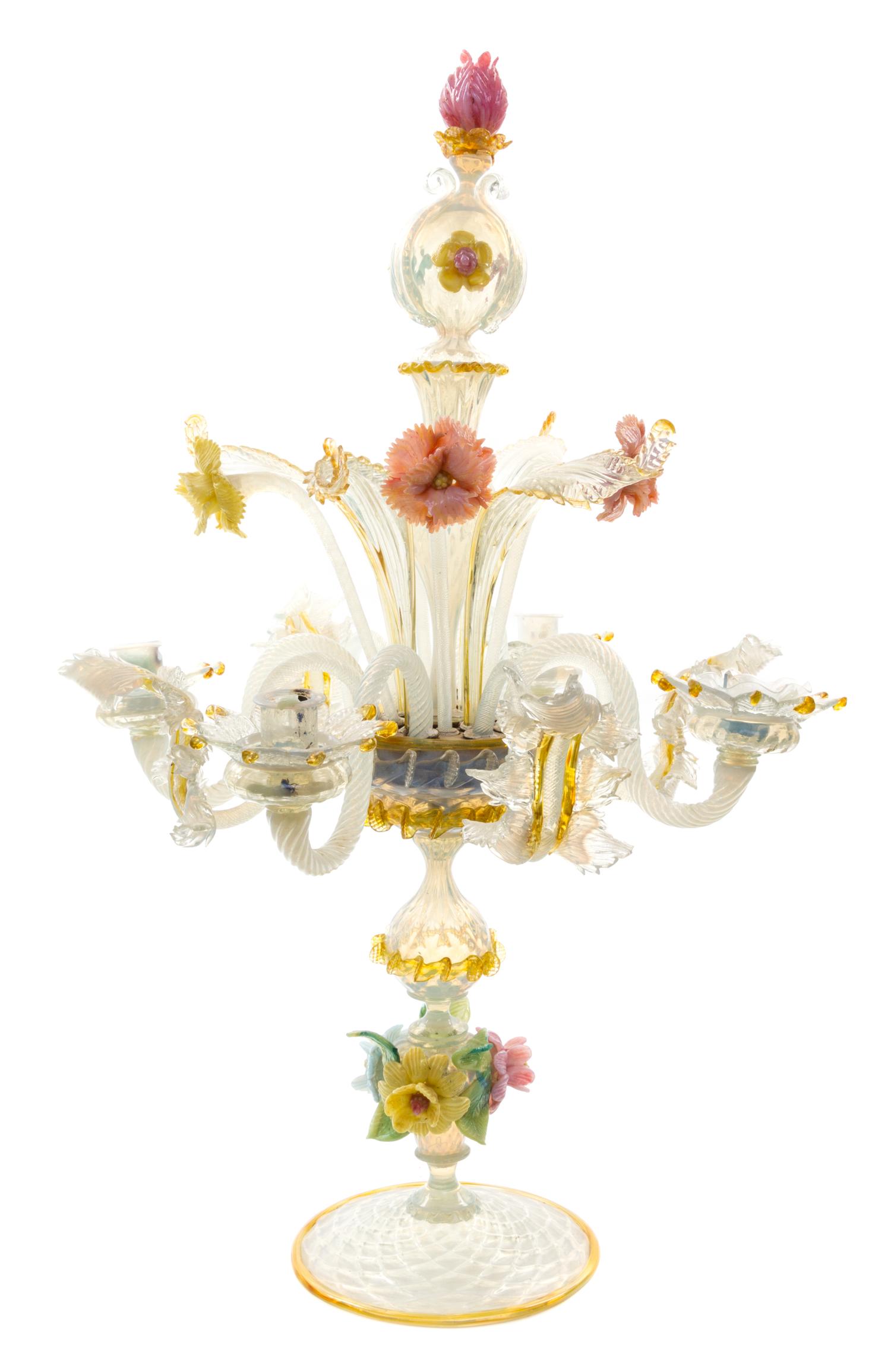 A Venetian Glass Four-Light Candelabrum Height 27 inches. — 19TH CENTURY