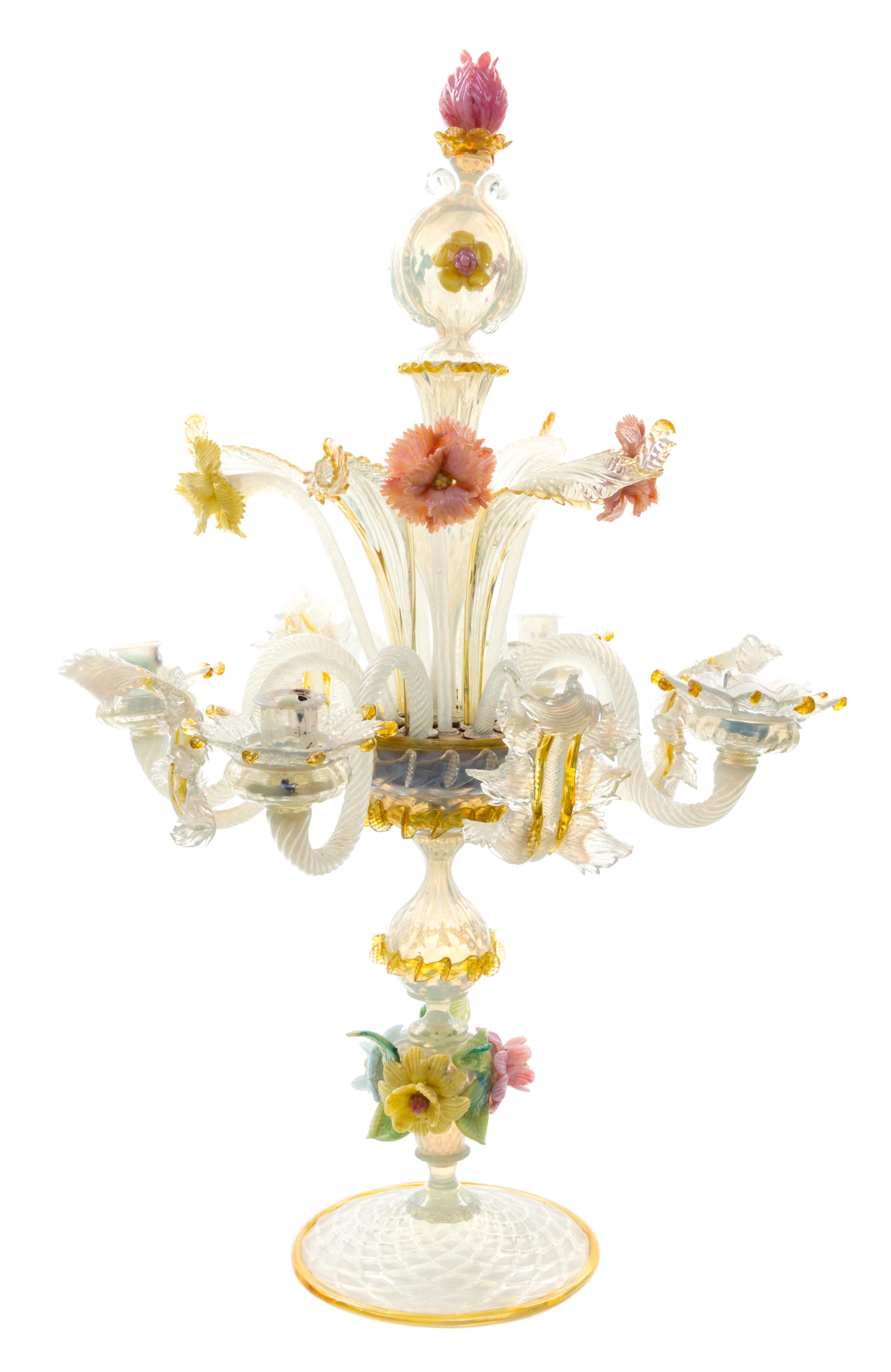 A Venetian Glass Four-Light Candelabrum Height 27 inches. — 19TH CENTURY