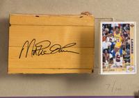 An Upper Deck Authenticated Magic Johnson Multi Signed Autograph Los Angeles Lakers Shadowbox Display,
