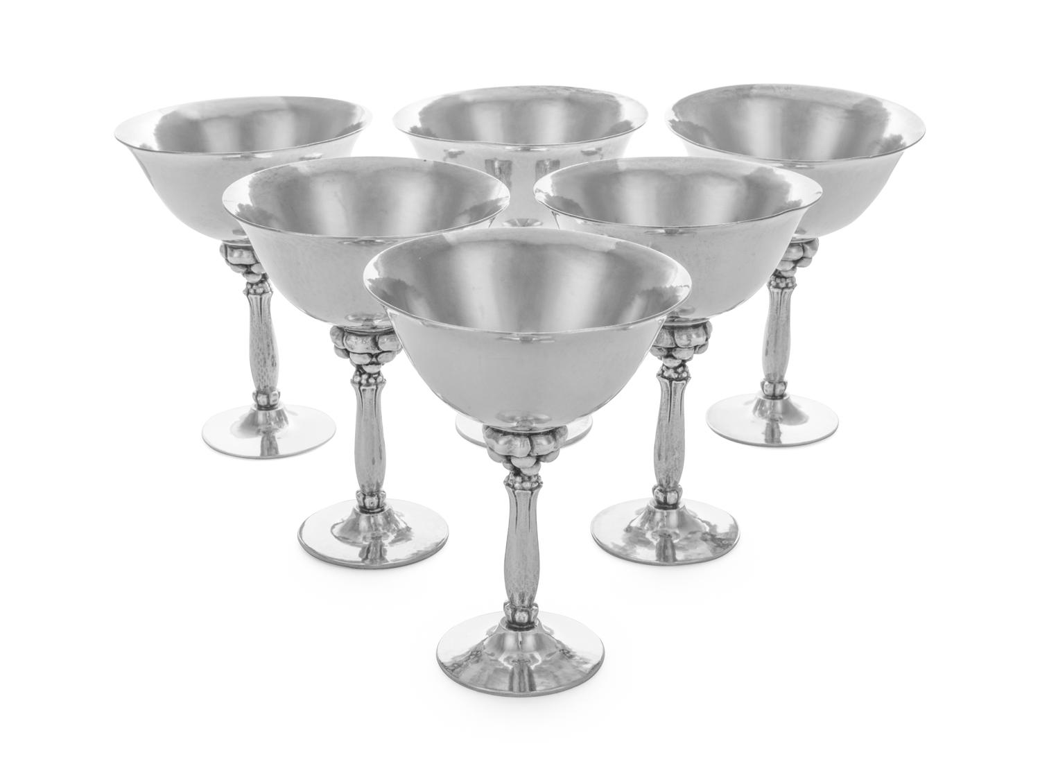 A Set of Six Danish Silver Champagne Coupes (Original Listing Number 96)