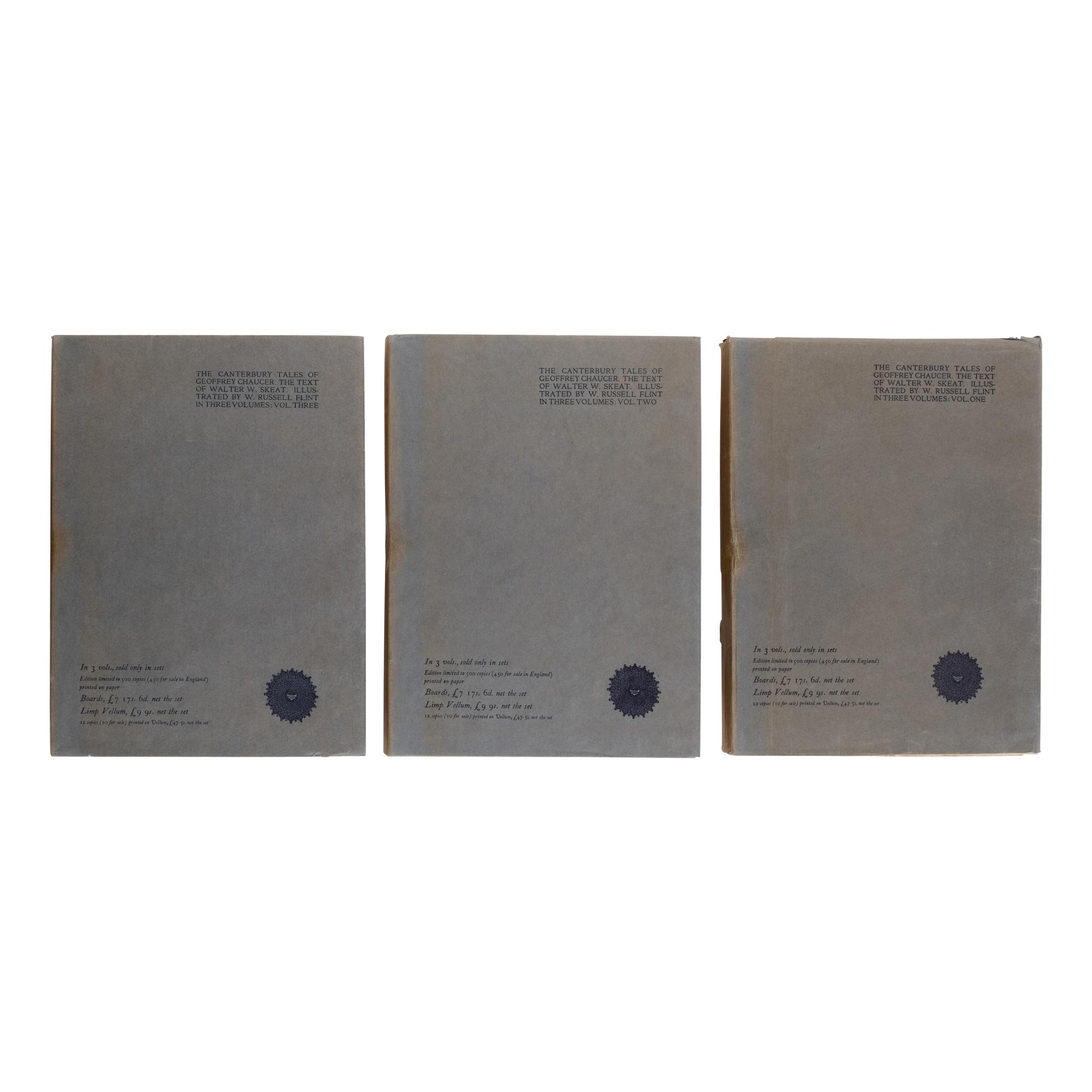 [Flint, William Russell, Sir (1880-1969), illustrator]. The Canterbury Tales of Geoffrey Chaucer . London: Riccardi Press for Philip Lee Warner at the Medici Society, 1913.