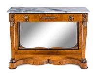 A Charles X Gilt Bronze Mounted Burlwood Marble-Top Pier Table