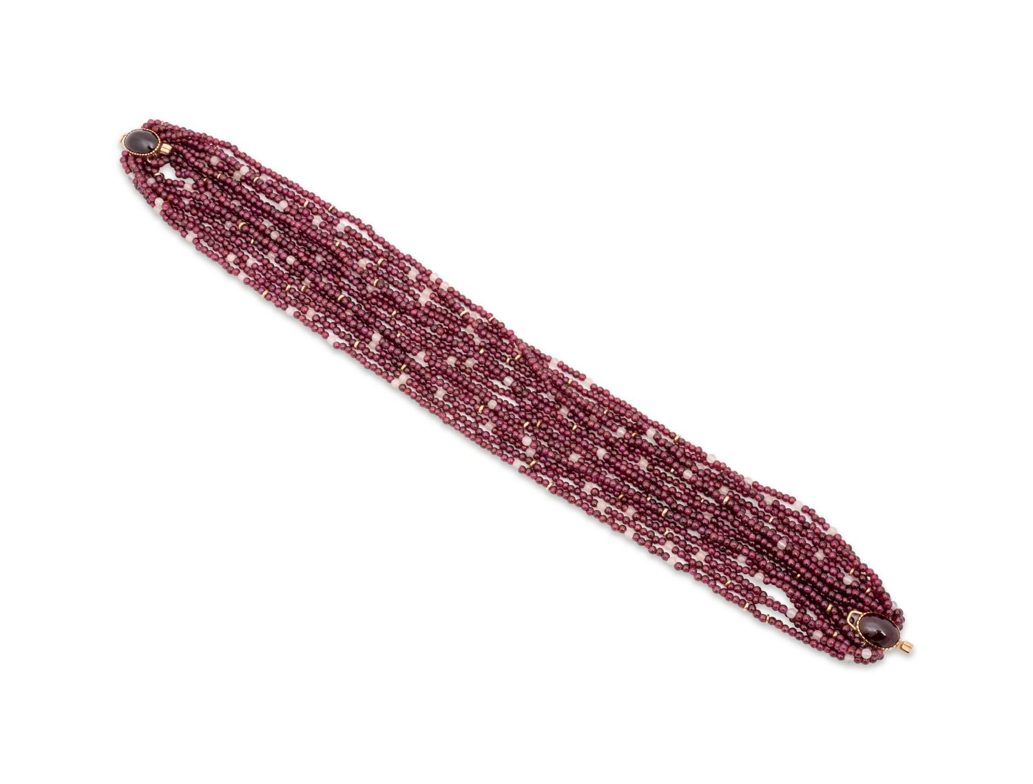 14k Gold and Garnet Multi-Strand Necklace
