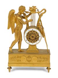 An Empire Gilt Bronze Figural Mantel Clock