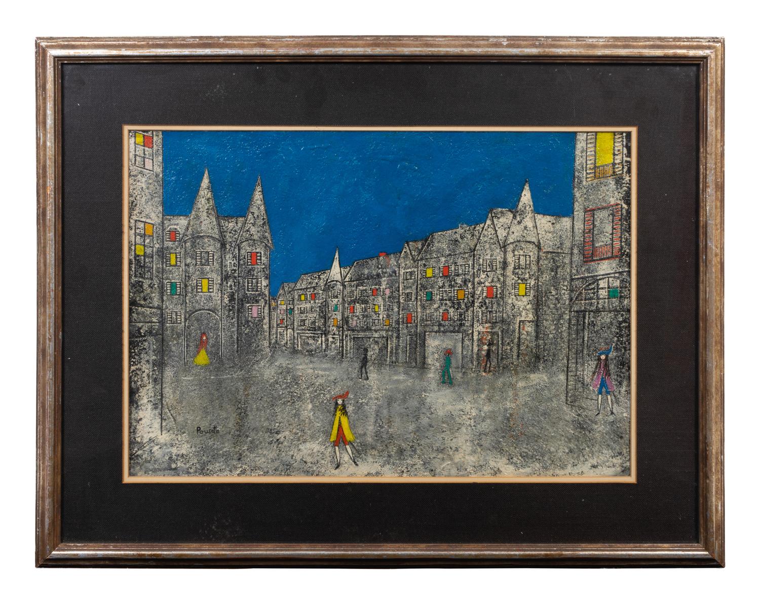 Whimsical Town Scene and Musicians