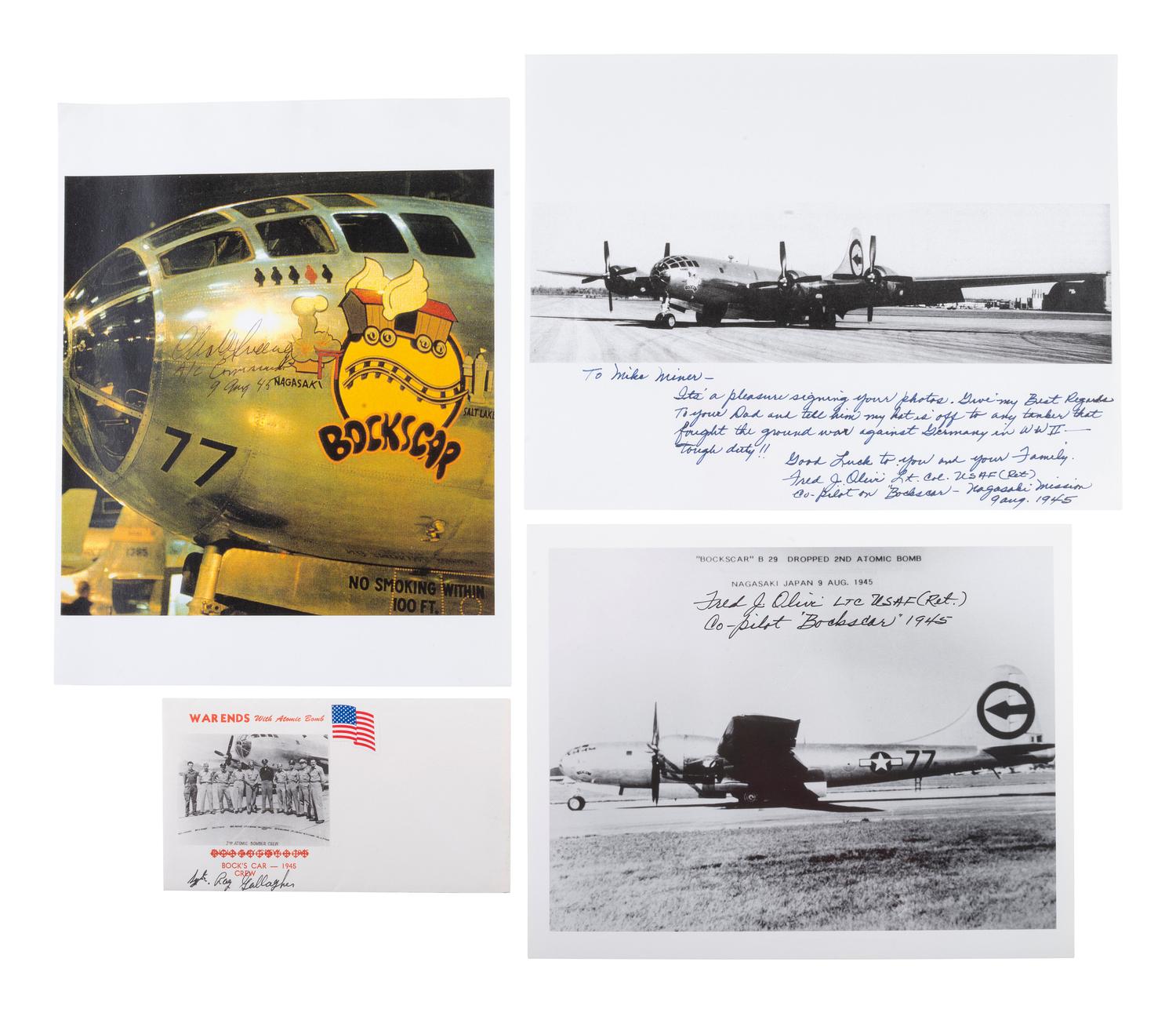 [WWII - HIROSHIMA]. Over 180 signatures from the pilots and crew of the Enola Gay and Bockscar .