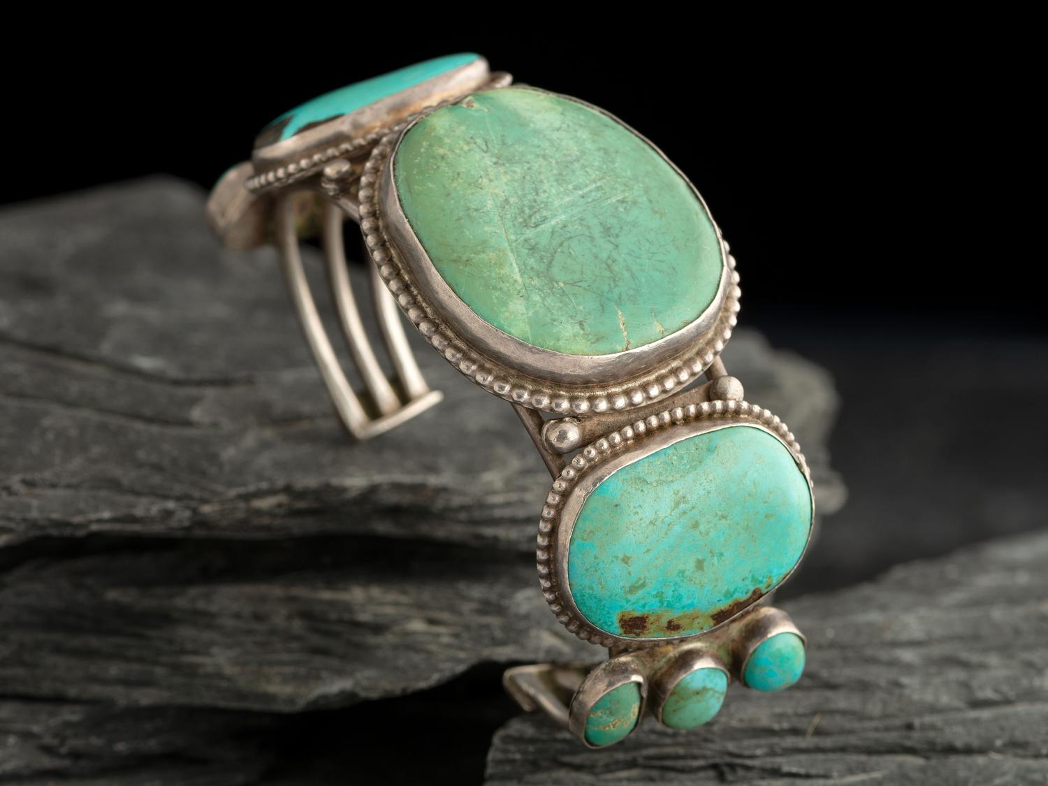 Navajo Silver and Turquoise Cuff Bracelet