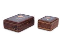 Two Continental Pietra Dura and Tooled Leather Boxes