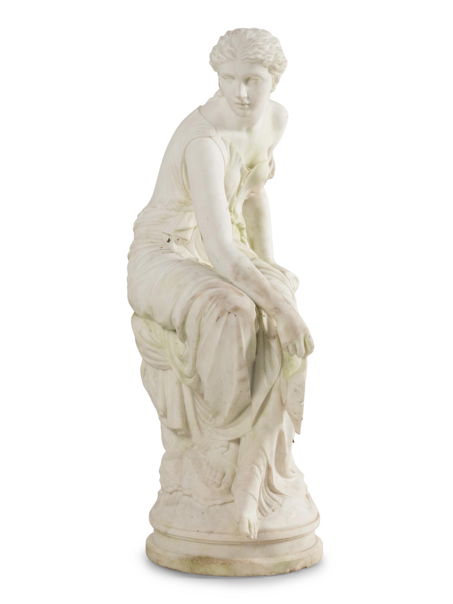 An Italian Carved Marble Figure of Psyche