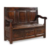 An English Oak Box Settle