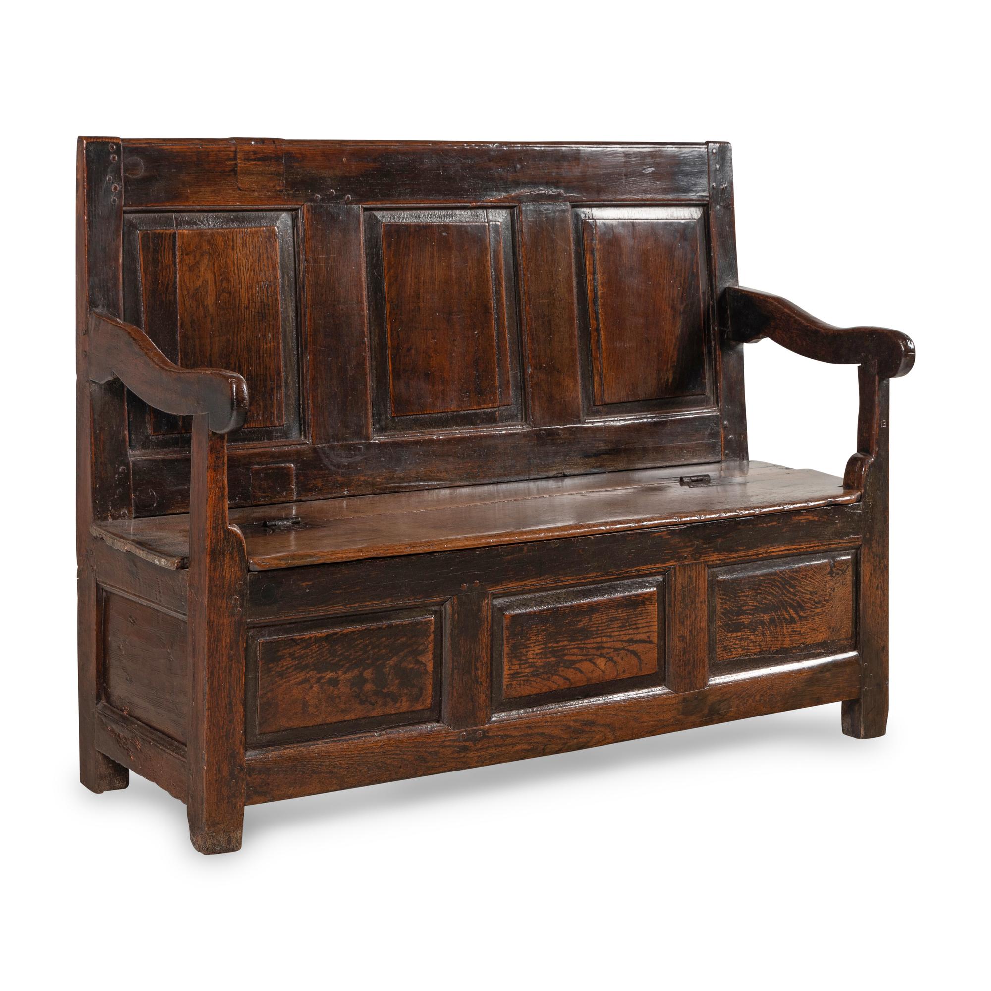 An English Oak Box Settle