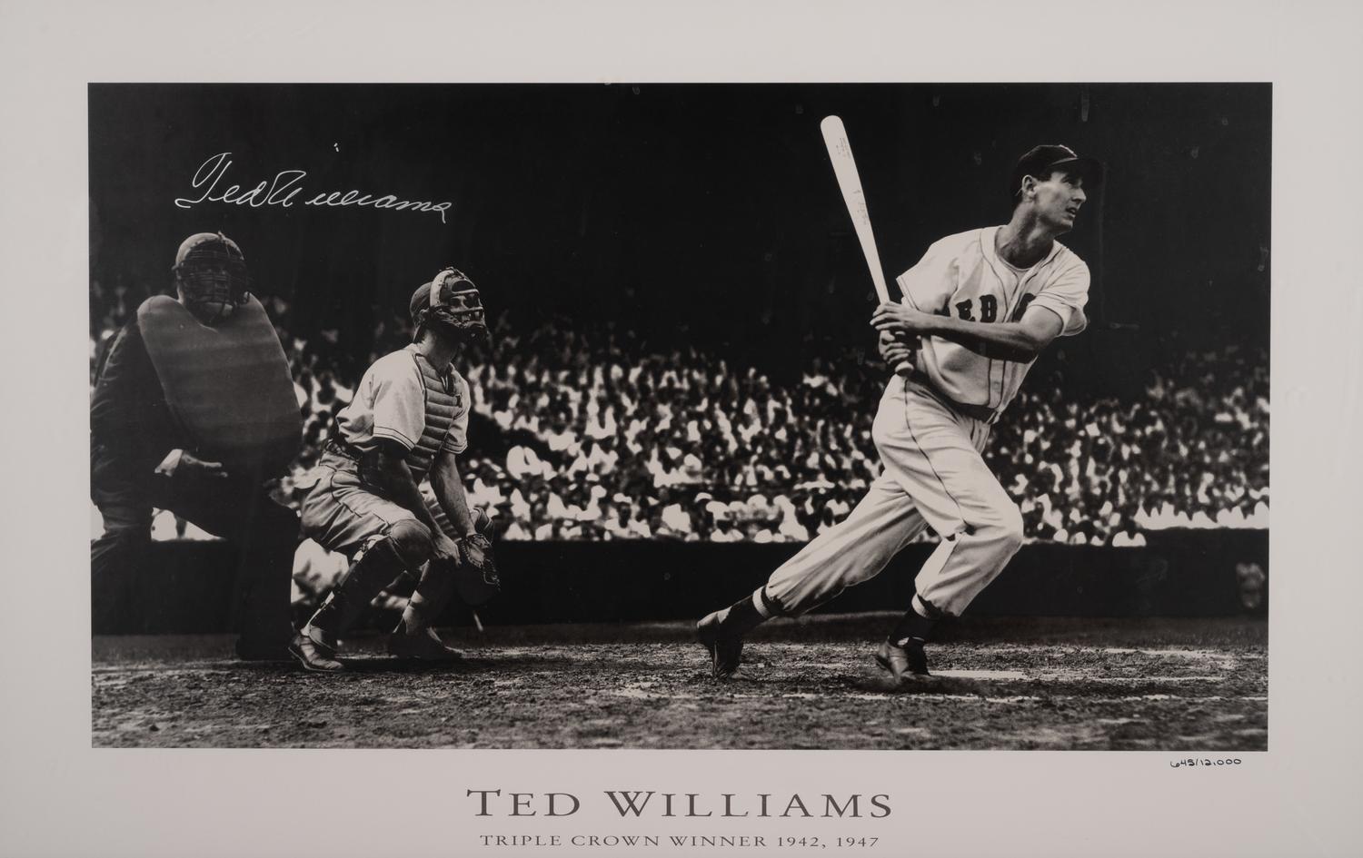 A Ted Williams Signed Autograph Triple Crown Print (Beckett Authentication Services Letter),