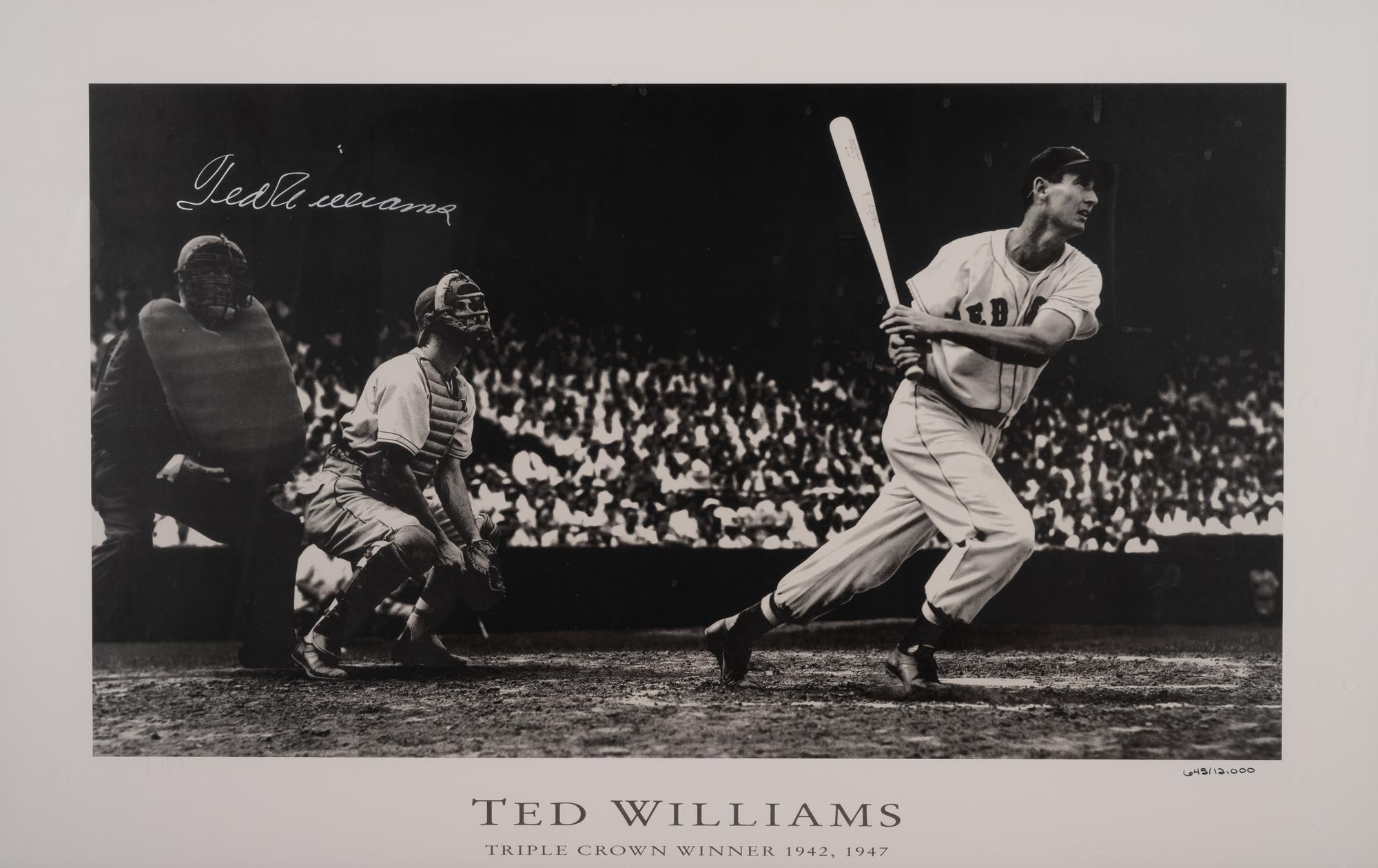 A Ted Williams Signed Autograph Triple Crown Print (Beckett Authentication Services Letter),