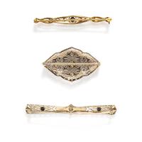 ANTIQUE, COLLECTION OF DIAMOND BROOCHES
