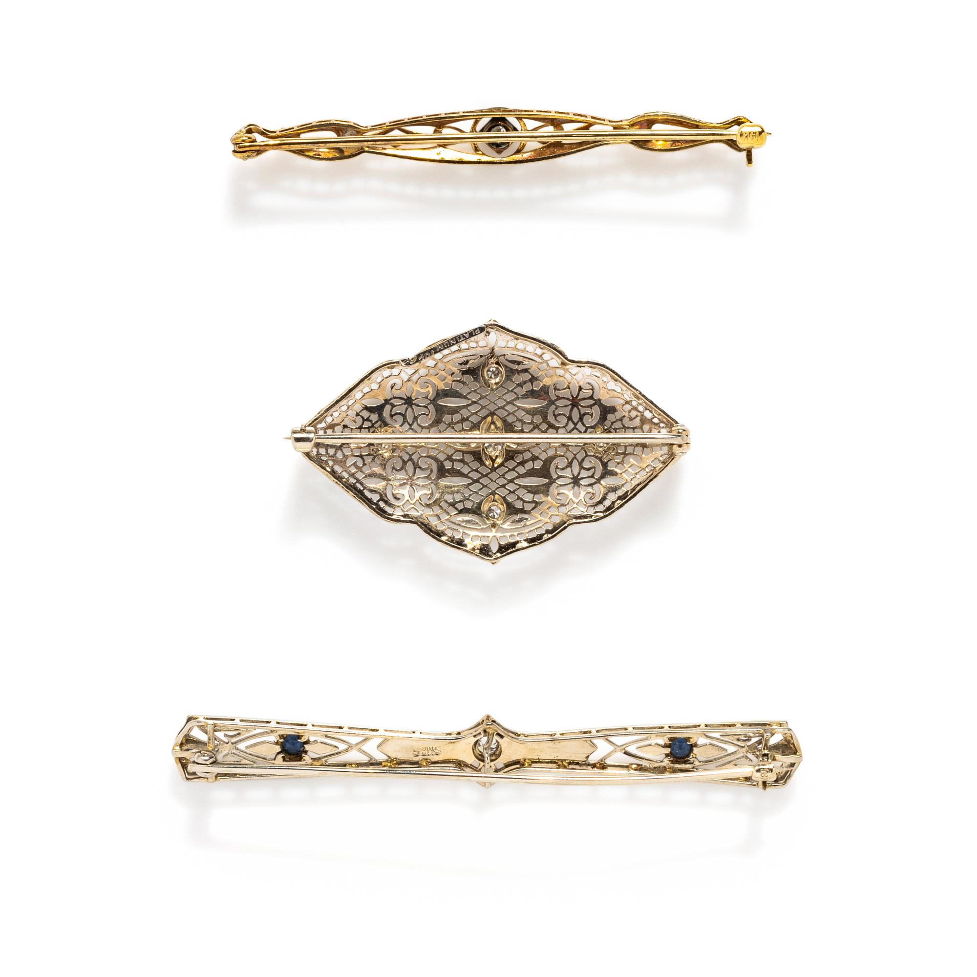 ANTIQUE, COLLECTION OF DIAMOND BROOCHES