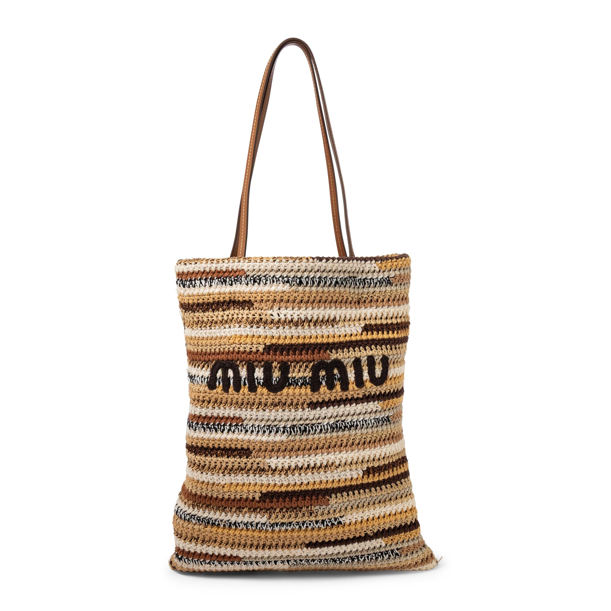 MIU MIU, STRIPED CROCHETED TOTE BAG