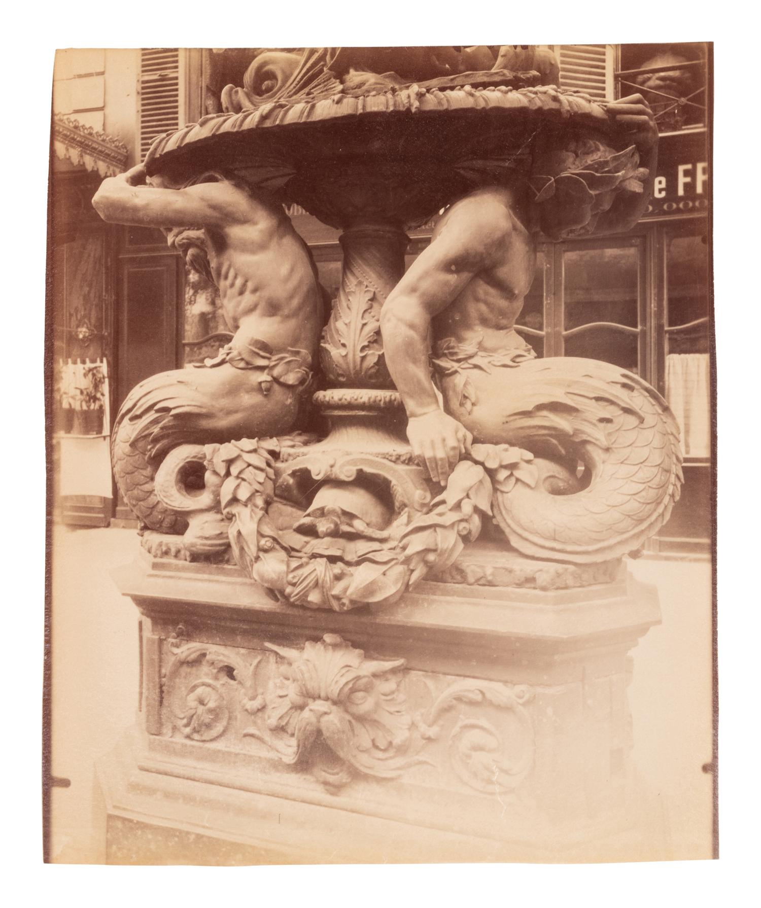 A pair of photographs depicting fountains ( Fontaine, rue Geoffrey Saint-Hilaire , 1905; Fontaine, faubourg Saint-Martin , 1912)