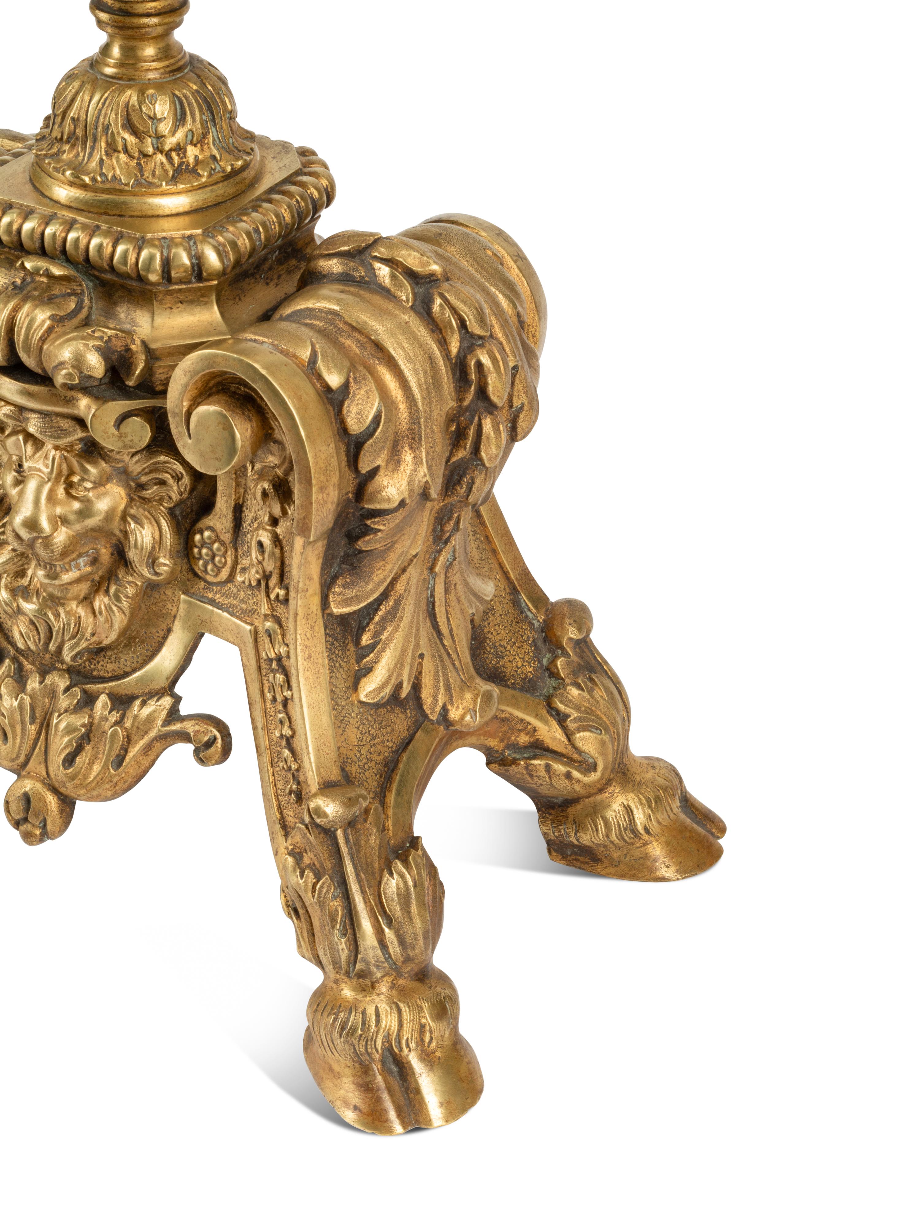 A Pair of French Gilt Bronze Chenets